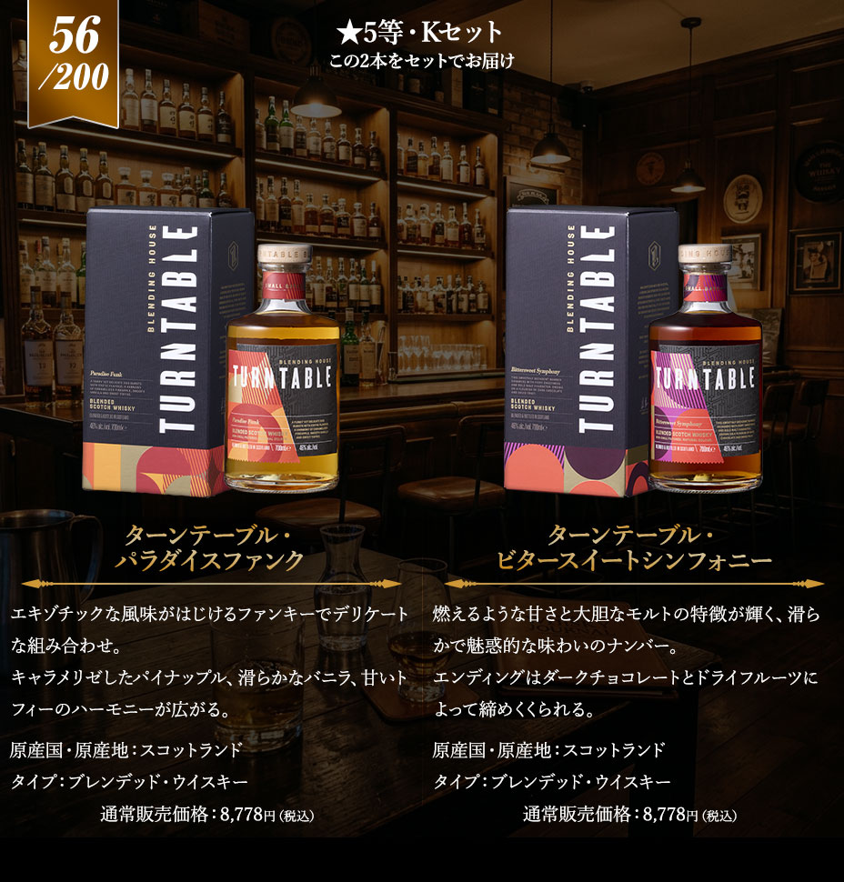 5等賞　Kセット：ターンテーブル・パラダイスファンク/ターンテーブル・ビタースイートシンフォニー